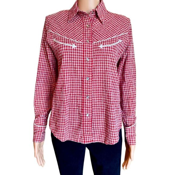 Cruel Girl Women’s Red Plaid Western Pearl Snap Shirt Medium - Picture 2 of 7